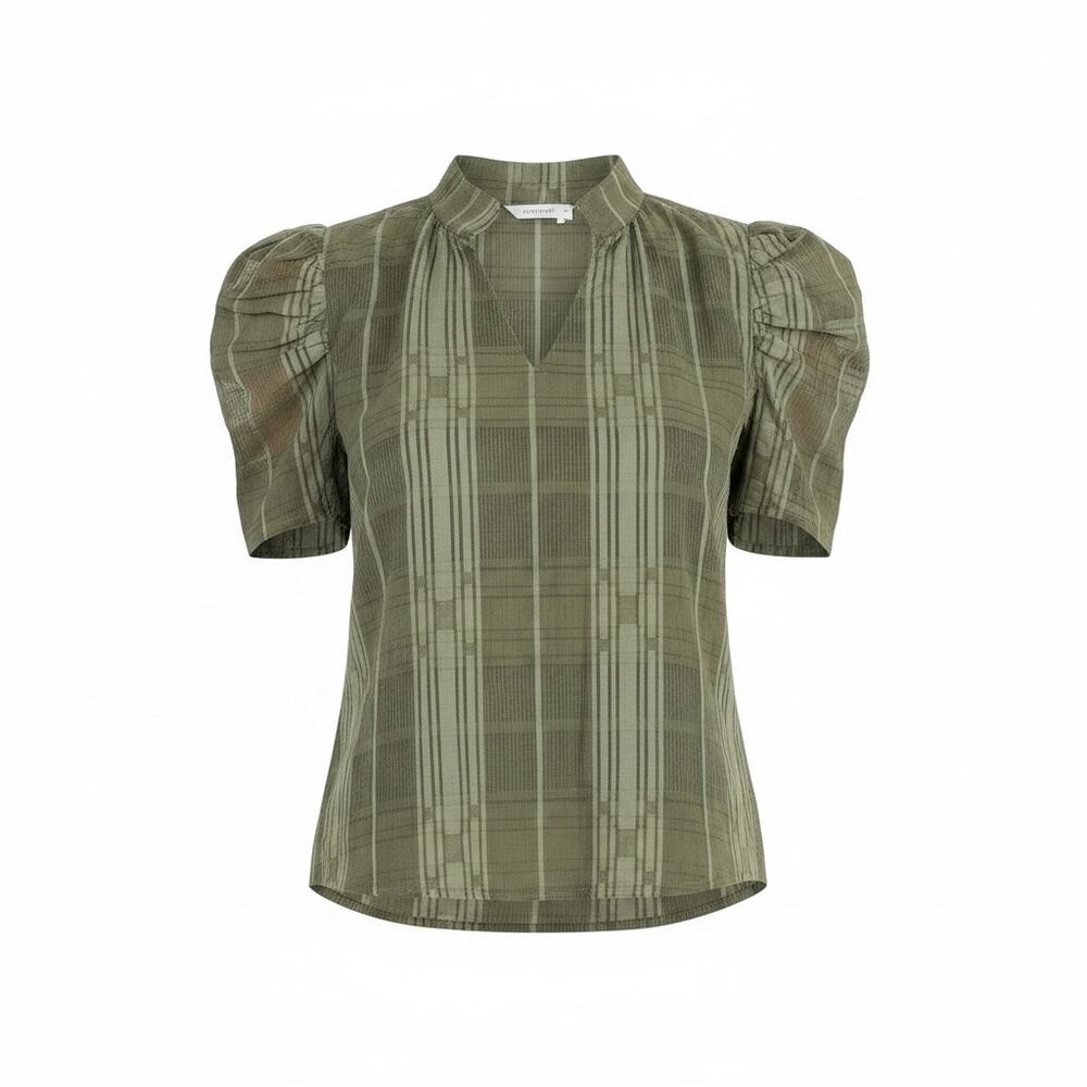 THML Olive Puff Sleeve Blouse NWT Womens Boutique Feminine Top Medium